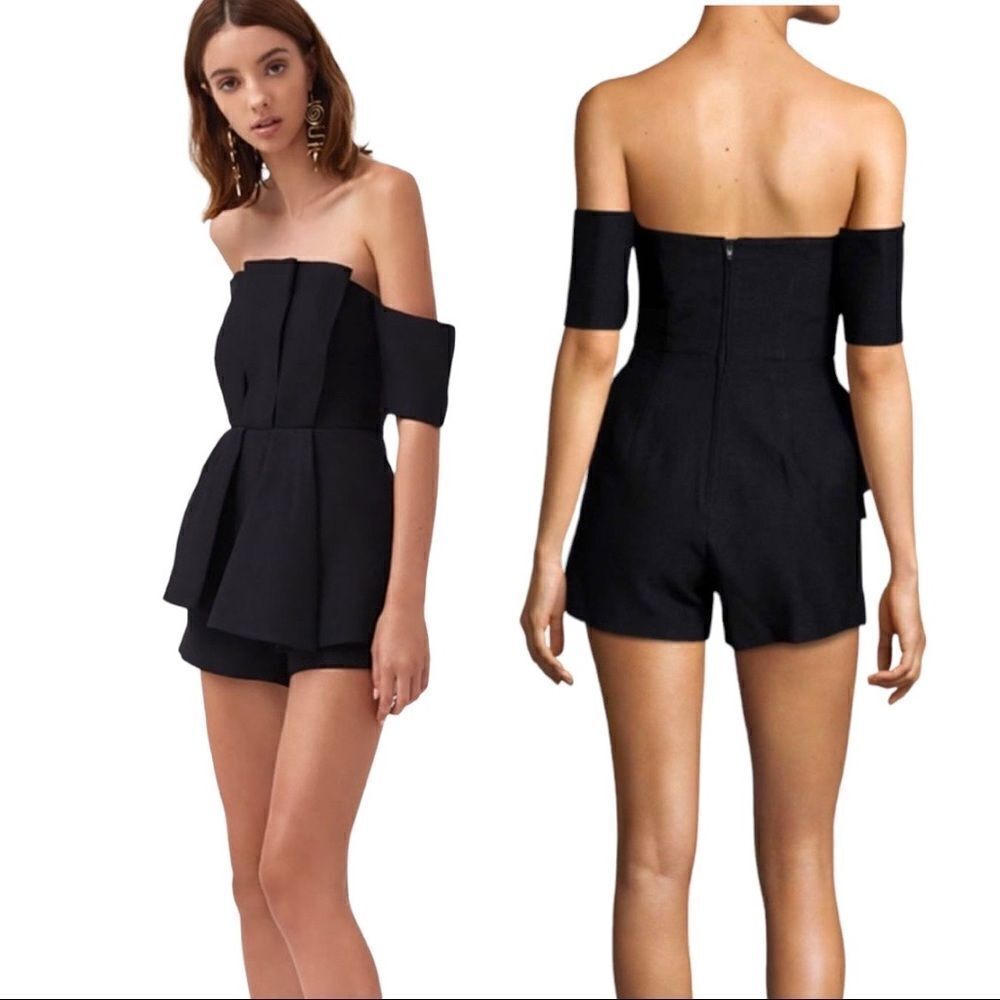 C/MEO Collective 'Need Nobody Romper' off shoulder peplum bnwt - Picture 6 of 12